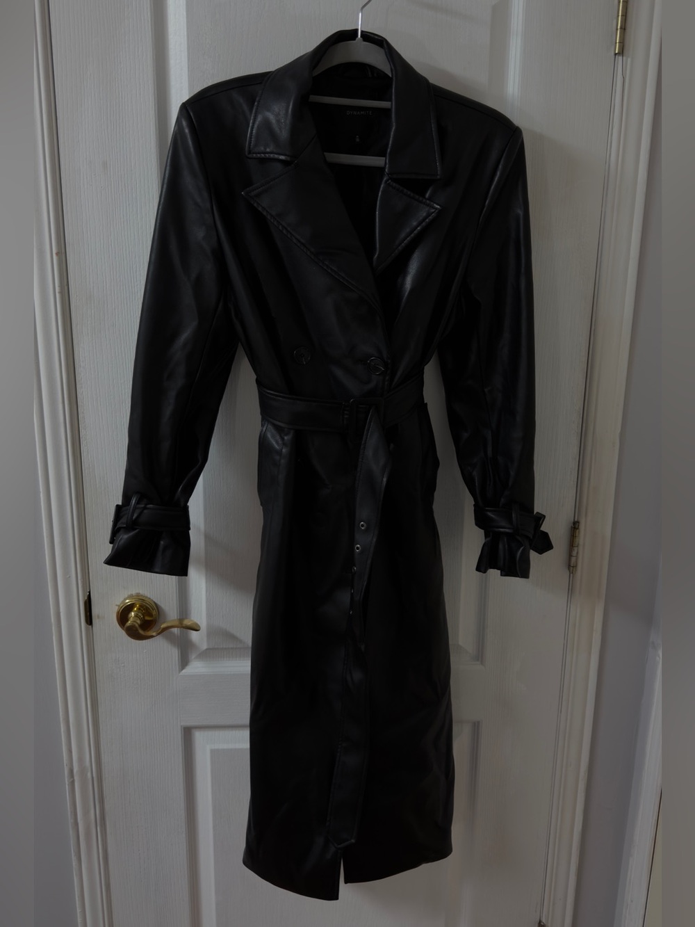 Dynamite Black Faux Leather Trench Coat